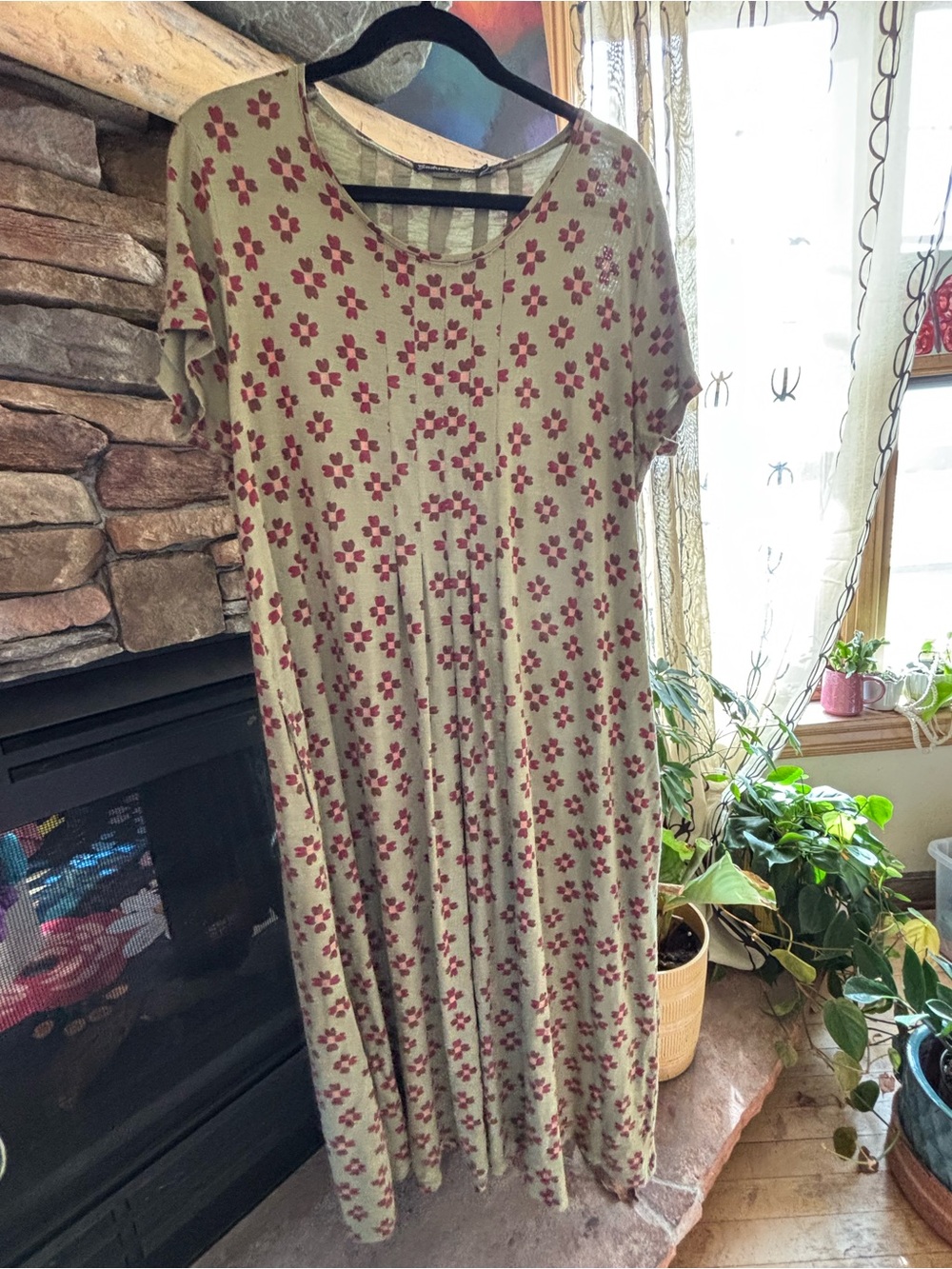 Larger Gudrun sjoden Olive Green Floral Maxi Dress